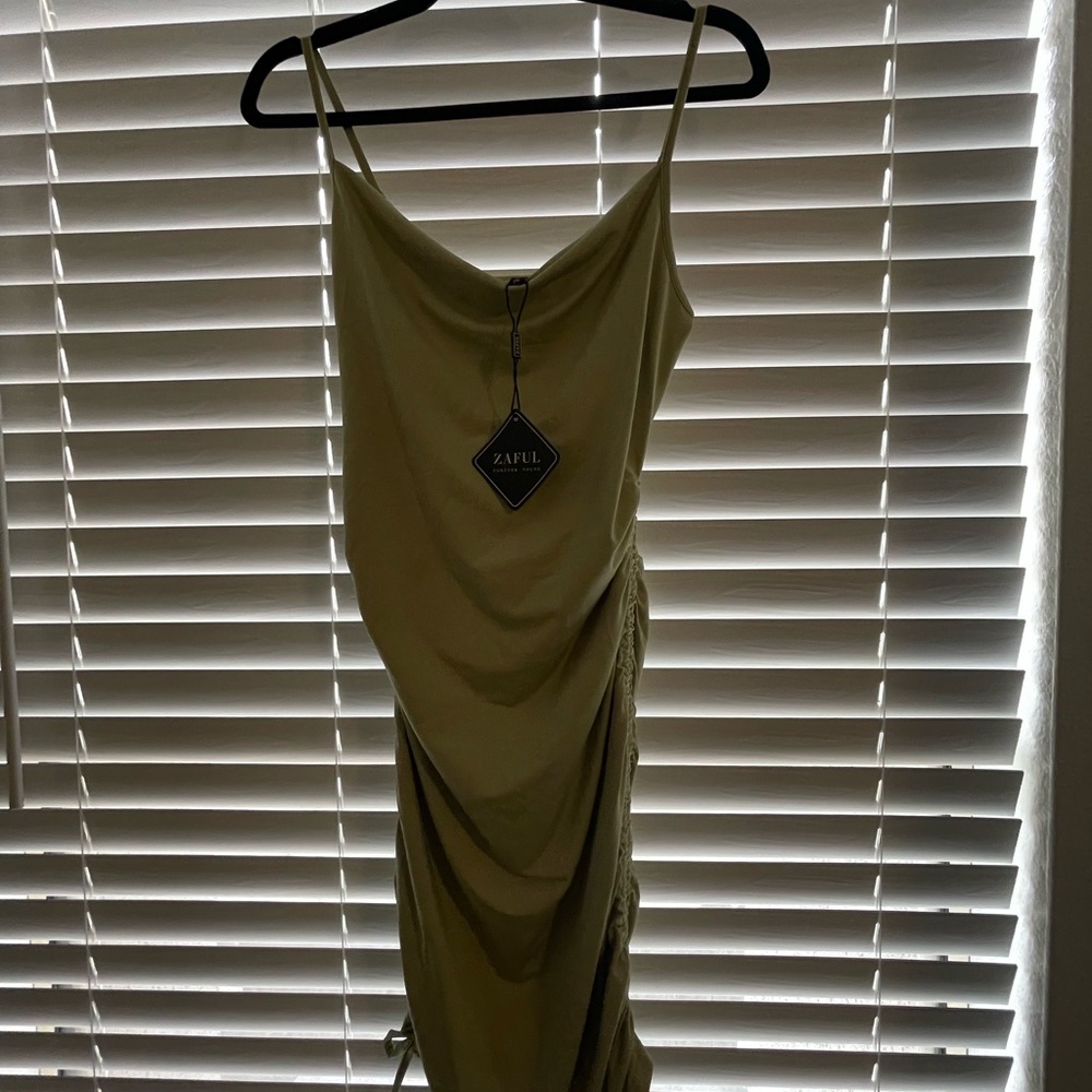 Zaful Sage Green Draped Dress